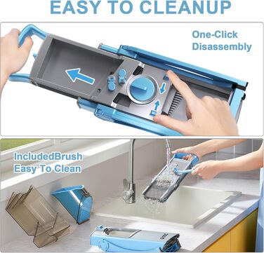 Регульований овочевий слайсер-млинчик Mandoline, овочевий слайсер, нарізчик картоплі та цибулі (блакитний)