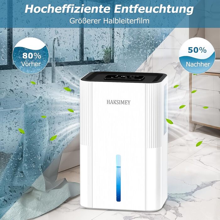Електричний осушувач повітря 2800 мл з функцією відтавання та таймером, тихий осушувач для дому, підходить для підвалу, ванної кімнати, з 7-кольоровим LED-підсвічуванням та нічним режимом