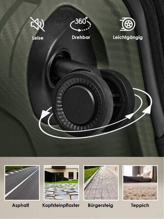 Набір валіз Smartbox Hartschalen 3 шт. | Розширювані, з TSA-замком, з відділенням для ноутбука | Olive (Оливковий), S (55 см)