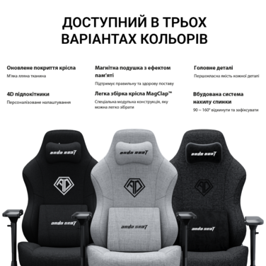 Крісло ігрове Anda Seat Phantom 3 Pro Fabric Dark Gray Size L