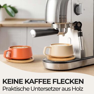 Набір кавових чашок Miamio 4 шт. з підставками (320 мл) - бежевий пастельний, 320 мл, Steingut, сучасний дизайн