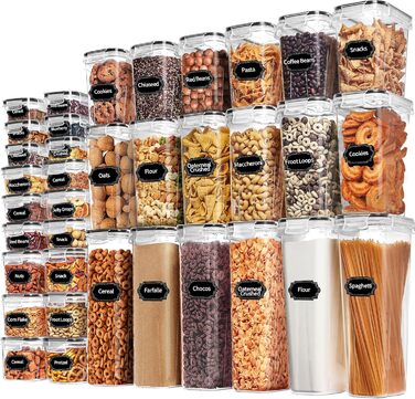 Набір контейнерів Skroam 36 шт. для зберігання продуктів - BPA-free, з кришкою, для круп, цукру, макаронів та інших продуктів
