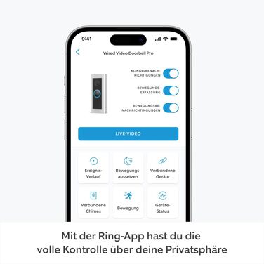 Відеодзвінок Ring Pro з кабелем (раніше Video Doorbell Pro 2) від Amazon | Дзвінок з камерою, 1536p HD відео, панорамний огляд, 3D-детектор руху, Wi-Fi, дротове підключення. Тільки пристрій