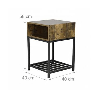 Приліжкова тумбочка Relaxdays Industrial з поличкою та ящиком
