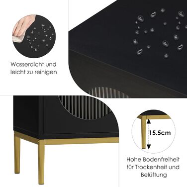 Буфет-комод FirFurd 120 см білий/чорний з робочою поверхнею та 3 ящиками | Кухонний буфет для кухні, вітальні, їдальні