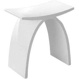 Стілець для ванної кімнати Bernstein Badhocker PB4001 з мінерального каменю, білий матовий, 43 x 43 x 23,5 см, водонепроникний, антиковзкий, без запаху, універсальний для сидіння та зберігання