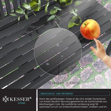 Садова лавка KESSER® дерев'яна для 3-4 осіб, анодований алюміній, стійка до погодних умов, 320 кг, з чохлом 150 см, антрацит
