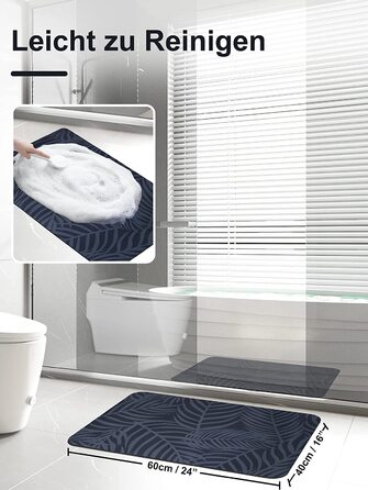 Килимок для ванної нековзний килимок для ванної Килимок для ванної Килимок для ванної-Homlab 40x60 см вбираючий килимок для ванної швидковисихаючий м'який килимок для будинку, вбираючий вбираючий миється килимок для ванної водопоглинаючий (синій)