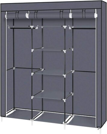 Шафа розкладна з вішалем для одягу та полицями TactFire, 150x45x175 см, сіра