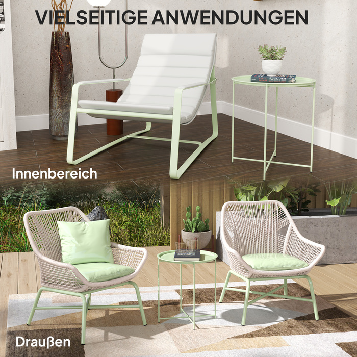 Outsunny Side Table Складаний садовий стіл Ø46 x 50 см Круглий стійкий до погодних умов балконний стіл зі складними ніжками столу Кемпінговий стіл Розкладний стіл Журнальний столик для вітальні, офісу, на вулиці, в приміщенні, зелений