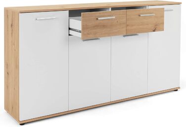 Сервант Jacklin Sonoma Oak/White - 160x85x35 см - Комод з великою кількістю місця для зберігання під житлову зону