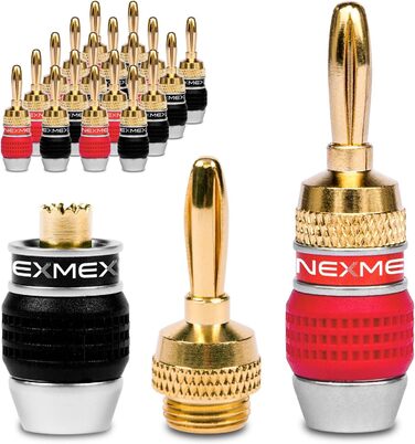 Штекер NEXMEX 20 шт. Banana Plug 24K з позолотою для акустичних кабелів - Набір ресиверів HiFi