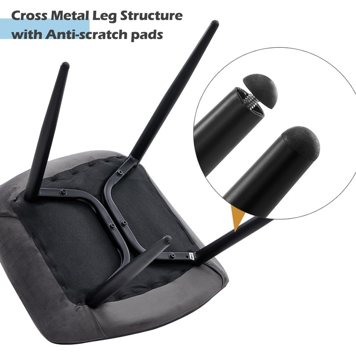 Тюкаїлай Комплект з 2-х обідніх стільців, штучна шкіра, ергономічний, з металевим каркасом, до 150 кг, для кухні та вітальні, коричневий (сірий, комплект з 4-х, велюр)