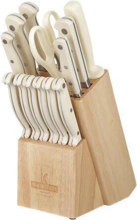 Набір кухонних ножів Kasanova з дерев'яним бруском: 11 ножів, ножиці, точилка - повний набір для кухні