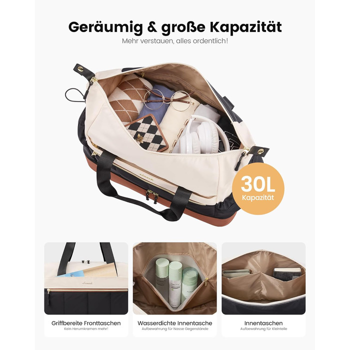 Сумка-трансформер LOVEVOOK для подорожей: легка, водонепроникна, 30L, з відділенням для взуття. Ідеальна для авіаперельотів, спортзалу та пологового будинку. (Бежевий+світло-зелений+оливковий)