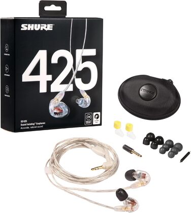 Звукоізоляційні навушники-вкладиші Shure SE425-CL з Dual HD MicroDrivers, прозорі безбарвні