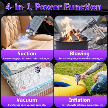 Акумуляторний ручний пилосос для авто та дому 16000Па, портативний міні-пилосос 4-в-1 для диванів, клавіатур, кухні та шерсті тварин
