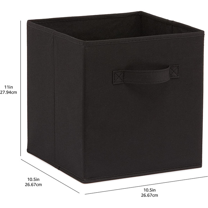 Складаний тканинний куб / органайзер Domopolis Basics з ручками, розмір 26,6 x 26,6 x 27,9 см, бежевий, 6 предметів (суцільний чорний, одинарний)