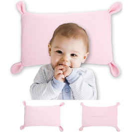 Дитяча подушка з кролячими вушками, піна з пам'яттю, 6-36 міс, дихаюча, 2 рожеві наволочки
