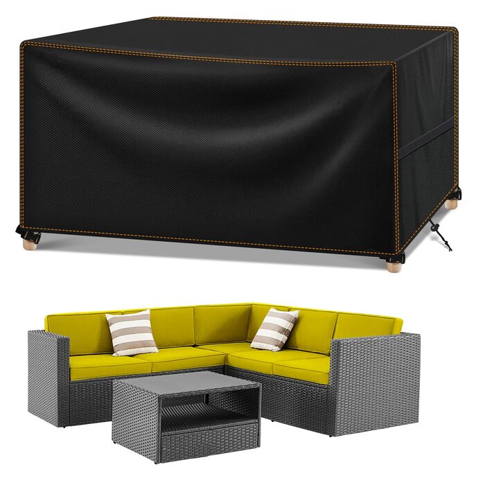 Захисний чохол для садово-патіо меблів, водонепроникний, 420D Oxford, для саду, тераси, чорний (230 x 165 x 80 см)