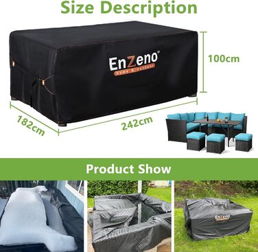 Водонепроникний чохол для садово-патіо меблів Enzeno, 250x210x90 см (242x182x100 см)