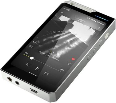 HiBy R4 Android MP3-плеєр з Bluetooth і Wi-Fi, 4DAC, Android 12, підтримка DSD, PCM, MQA, 4.4 мм баланс, 32 ГБ, сріблястий