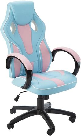 Ігрове крісло X Rocker Maverick, ергономічне офісне крісло із середньою спинкою, штучна шкіра, регульована по висоті поворотна основа з натуральною поперековою підтримкою, рожево-блакитний жуйка