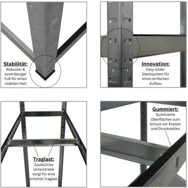 Стелаж для шин PROREGAL Ragnar, 180x120x40 см, 2 рівні, до 8 шин, з полицею, 265 кг на полицю, оцинкований, для гаража, складу, підвалу