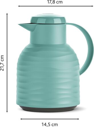 Термос Emsa Samba Wave Isolierkanne, 1 літр, Quick Press, скло, зелений, Made in Germany