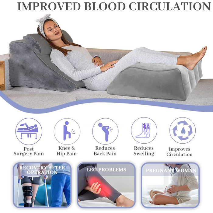 Надувний валіумний подушник для ніг, подушка-клинок для сну, подушка для ніг для покращення сну та кровообігу