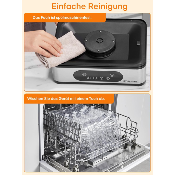 Електрична сушарка для продуктів FOHERE з нержавіючої сталі, 5 ящиків, LED-дисплей, 420W, 35-70°C, таймер 48h, для їжі, грибів, фруктів, м'яса, риби, овочів, без BPA