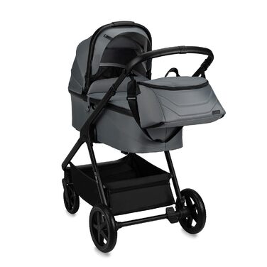 Дитяча коляска MoMi GISELLE 2 в 1 комбінована, сіра, з функцією візка, 5-точкова система безпеки, від народження до 22 кг, з корзиною для покупок, матрацом, дощовиком та пеленатором
