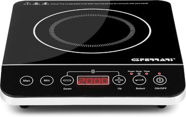 Індивідуальна індукційна плитка Ferrari Energy G10061, 2000W, цифровий дисплей, регулювання температури, легка чистка, велика поверхня приготування, таймер, Soft-Touch панель керування