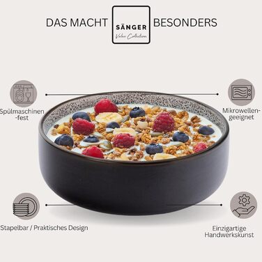 Набір посуду SÄNGER Tafelservice 24 частини, 6 осіб, керамічний посуд, 6 тарілок, 6 тарілок для сніданку, 6 глибоких тарілок, 6 паста-шляхів, блакитний з кремовим кольором | VALUE COLLECTION