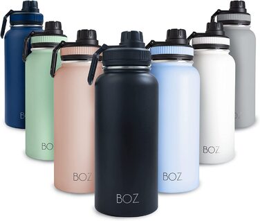Пляшка для пиття BOZ з нержавіючої сталі об'ємом 1 л (32 Унції) з широким отвором, без бісфенолу А, термос з вакуумною ізоляцією з подвійними стінками, пляшка для води об'ємом 1 л