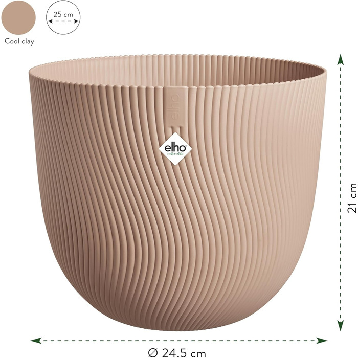 Горщик Elho Sereh Rund 40 - для дому та саду - з переробленого пластику, бежевий, Ø 39.0 x H 33.3 см