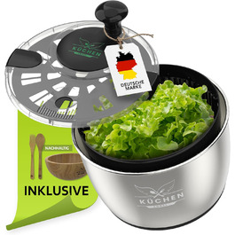 Салатниця-швидкоочисник з нержавіючої сталі, 5л [з мискою та бамбуковим приладдям]