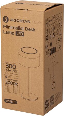 LED настільна лампа Aigostar акумуляторна, торшер бездротовий, сенсорне керування, 3 режими кольору, IP54 вологостійка, для дому та саду