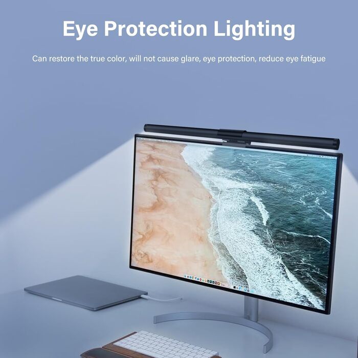 LED лампа на монітор з USB, захист очей, регульоване освітлення, сенсорний екран, 44 см