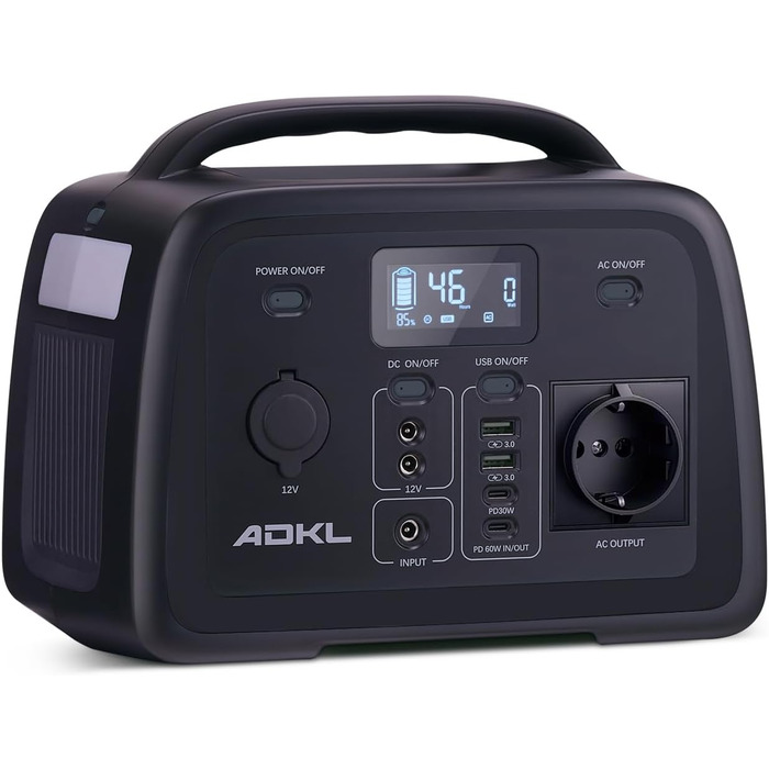 Портативна електростанція Powerbank 320Wh з акумулятором LiFePO4, 300W, сонячний генератор з виходом 300W AC/PD 60W USB-C, для кемпінгу, подорожей, надзвичайних ситуацій