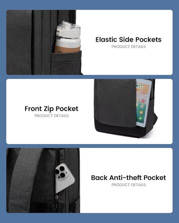 LOVEVOOK Рюкзак чоловічий великий, для ноутбука 17 дюймів, ділова сумка, рюкзак для роботи, шкільний рюкзак, водонепроникний, туристичний рюкзак, чоловічий, повсякденний, для офісу, роботи, подорожей, навчання (15.6 дюймів, Темно-сірий)