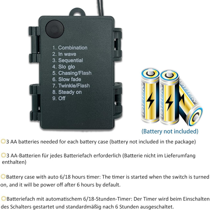 Гірлянда світлодіодна Hopelit 50 LED, 5 м, кольорова, на батарейках, з таймером, 8 режимів, вологостійка, для декору саду, вечірки, ялинки