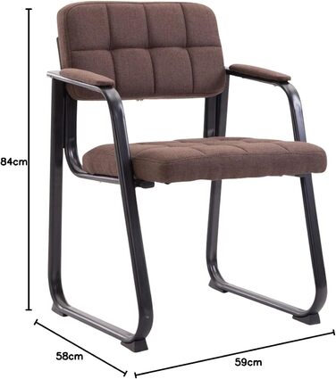 Крісло для відвідувачів Canada B з м'яким сидінням та тканинним покриттям. Зручне крісло для зони очікування з підлокітниками та металевим каркасом, колір: коричневий
