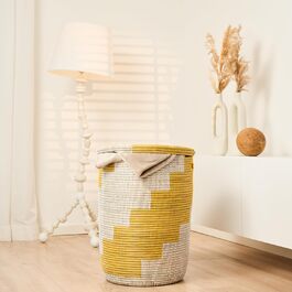 Корзина для білизни YAADU з кришкою - велика, африканський кошик (жовтого кольору)