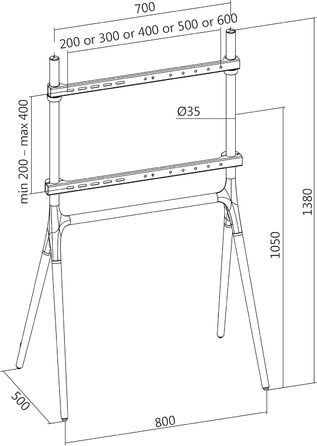Підставка для телевізора LogiLink BP0078 (49-70 дюймів) з дерев'яними ніжками з горіхового дерева