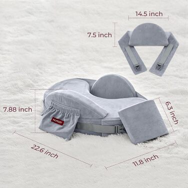 Подушка для годування Momcozy CozyPro – підтримка спини та рук, безпека, Memory Foam, ергономічна, для зручного годування