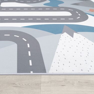 Ігровий килим для дитячої кімнати TT Home круглий дороги 200 см сірий