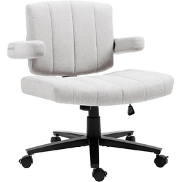 Крісло Vigosit Criss Cross з колесами, регульована ширина підлокітників, антиковзаюча тканина, комфортне сидіння, сучасний стиль, поворотне крісло для дому, туалетного столика, офісу (Сірий)