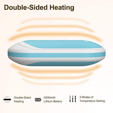 Infray грілка для рук USB, акумулятор 5200mAh, електрична грілка для рук з двостороннім нагрівом, синій - ідеальний подарунок на зиму для жінок та чоловіків