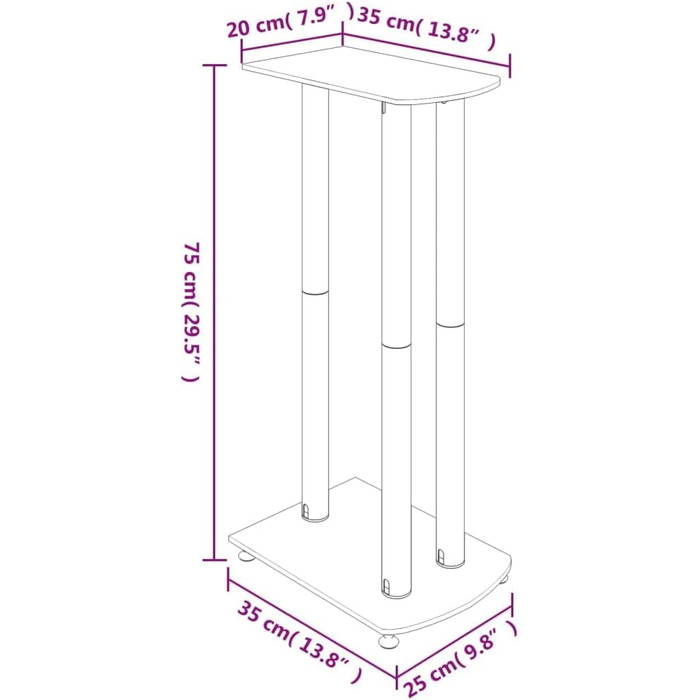 Стійка для динаміків 2 шт. , Стійка для динаміка з 3 колонками, Нековзні ніжки, Загартоване скло (Чорний/Сріблястий)